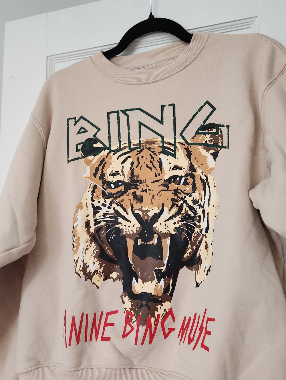 Anine Bing Beige Graphic Tiger Sweatshirt - Picture 2 of 9